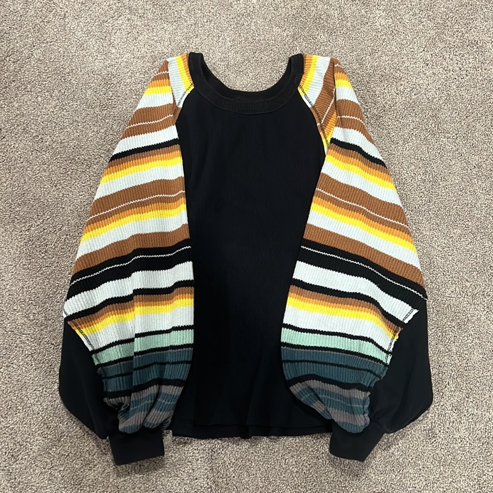 We The Free (Free People) Rainbow Dreams Sweater Medium Black